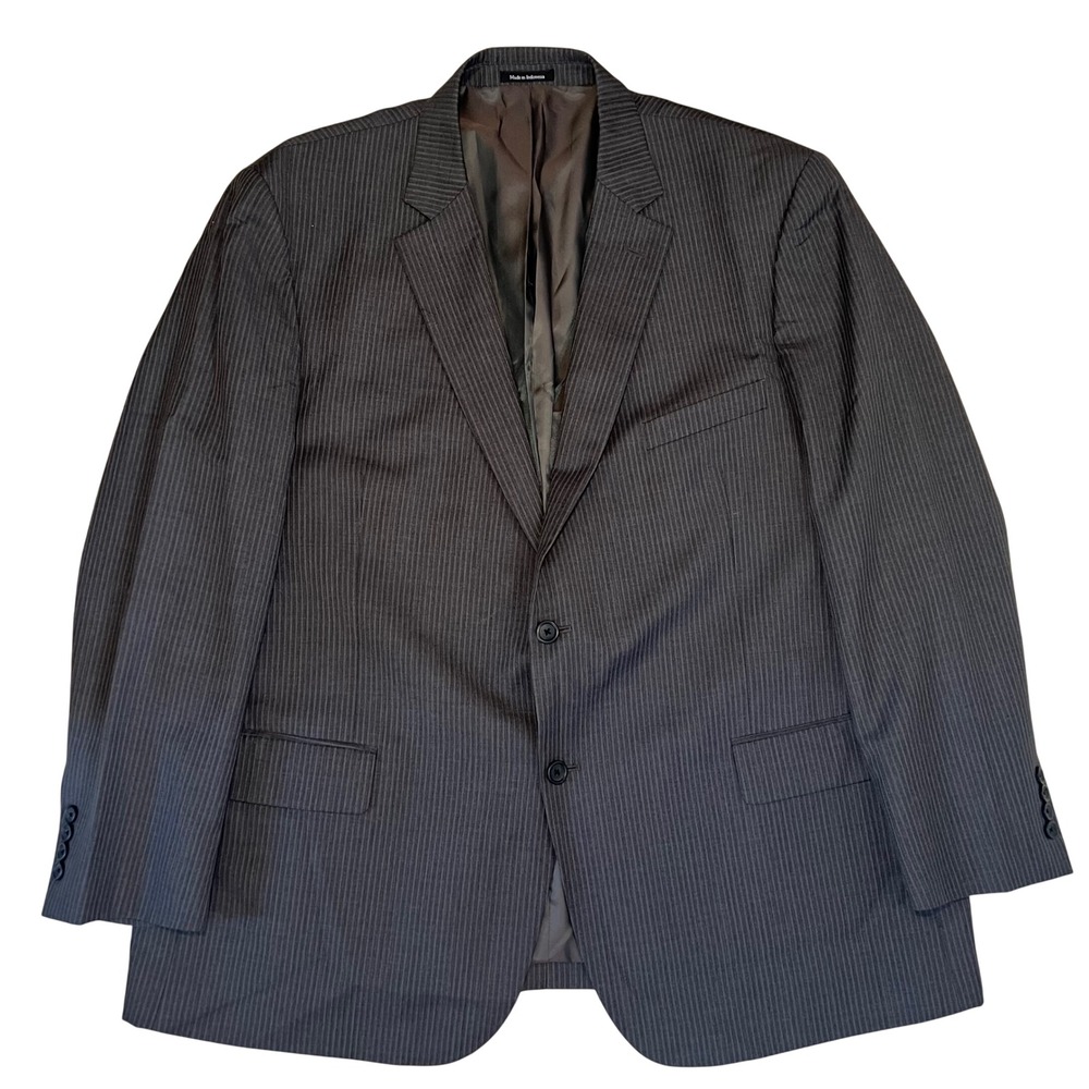 Pronto Uomo Blazer Mens 48R 100% Wool Sport Coat Gray Pinstripe Classic Business